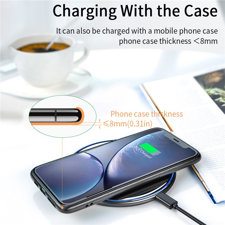 ESSAGER Mirror Series 15W Desktop Quick Charger Wireless Charging Pad (with 1m Type-C Cable) - White