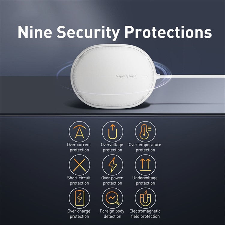 BASEUS CW-HW Light Magnetic Wireless Charger with Type-C Cable for iPhone 12 Series Phones - White