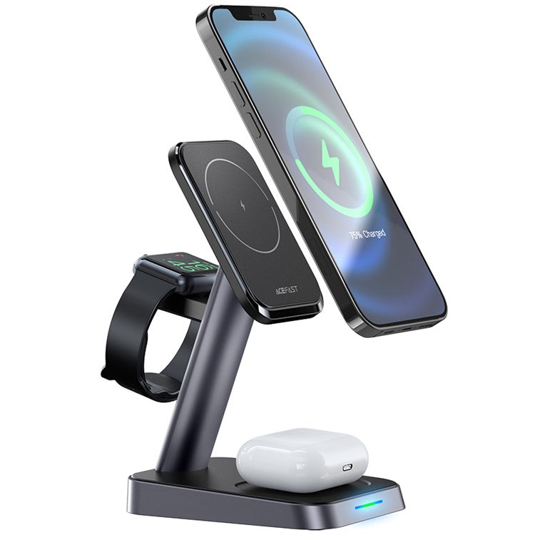 ACEFAST E3 3-in-1 Magnetic Wireless Charging Station Dock Stand Phone Earphone Watch Charger Bracket for iPhone 15-12 Series