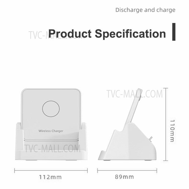 928 15W Vertical Wireless Charger Mobile Phone Desktop Qi Fast Charging Dock Stand - White