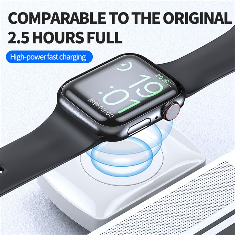 JJT-997 2 in 1 Watch Wireless Charger Type-C Double-sided Wireless Charging Dock for Apple Watch 1-7/SE Series/AirPods 2/3/Pro - Black