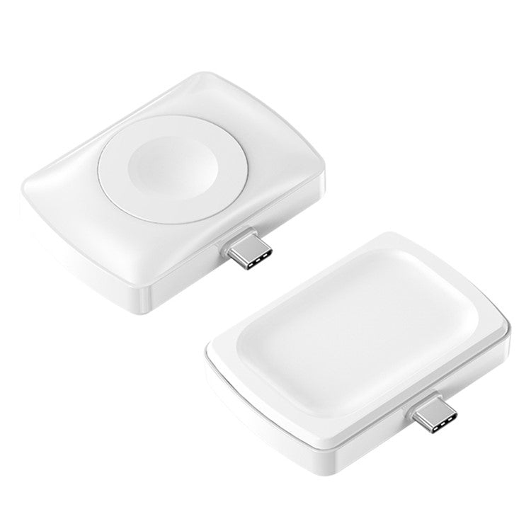 JJT-997 2 in 1 Watch Wireless Charger Type-C Double-sided Wireless Charging Dock for Apple Watch 1-7/SE Series/AirPods 2/3/Pro - White