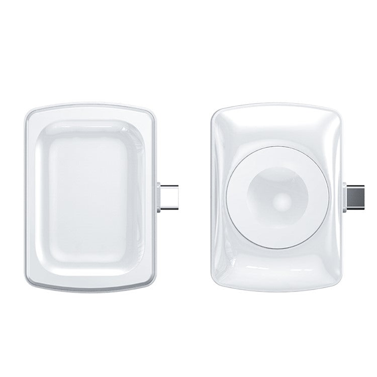 JJT-997 2 in 1 Watch Wireless Charger Type-C Double-sided Wireless Charging Dock for Apple Watch 1-7/SE Series/AirPods 2/3/Pro - White