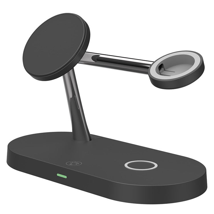 T268C 15W Max Magnetic Wireless Charger with LED Night Light for iPhone 16-12 Series / AirPods - Black