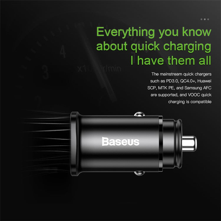BASEUS PPS BS-C15C Smart Car Charger Type-C PD + USB Quick Charging Car Adapter - Black