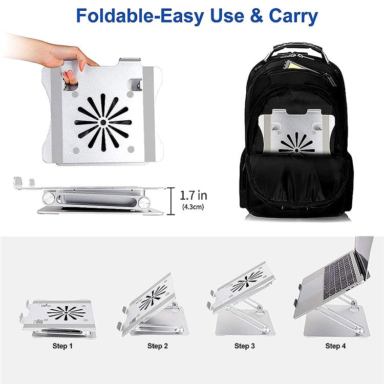 Foldable Laptop Cooler Angle Adjustable Stand Holder with Cooling Fan for 10-17.3inch Notebook