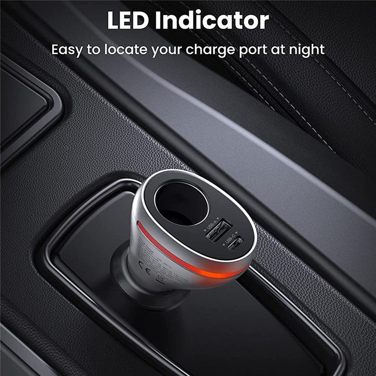 UGREEN PD 20W QC 3.0 USB + Type-C Fast Charger Cigarette Lighter Adapter for 12V/24V Car