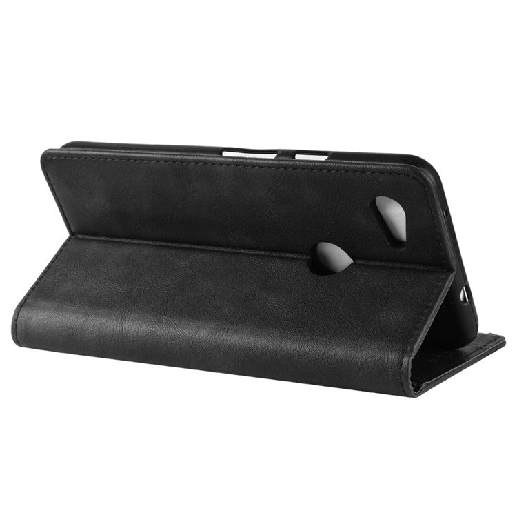 Vintage Style Auto-absorbed PU Leather Protection Cell Phone Case for Google Pixel 3a - Black