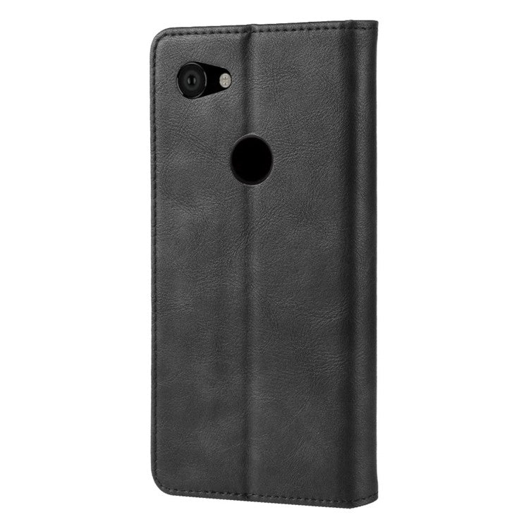 Vintage Style Auto-absorbed PU Leather Protection Cell Phone Case for Google Pixel 3a - Black
