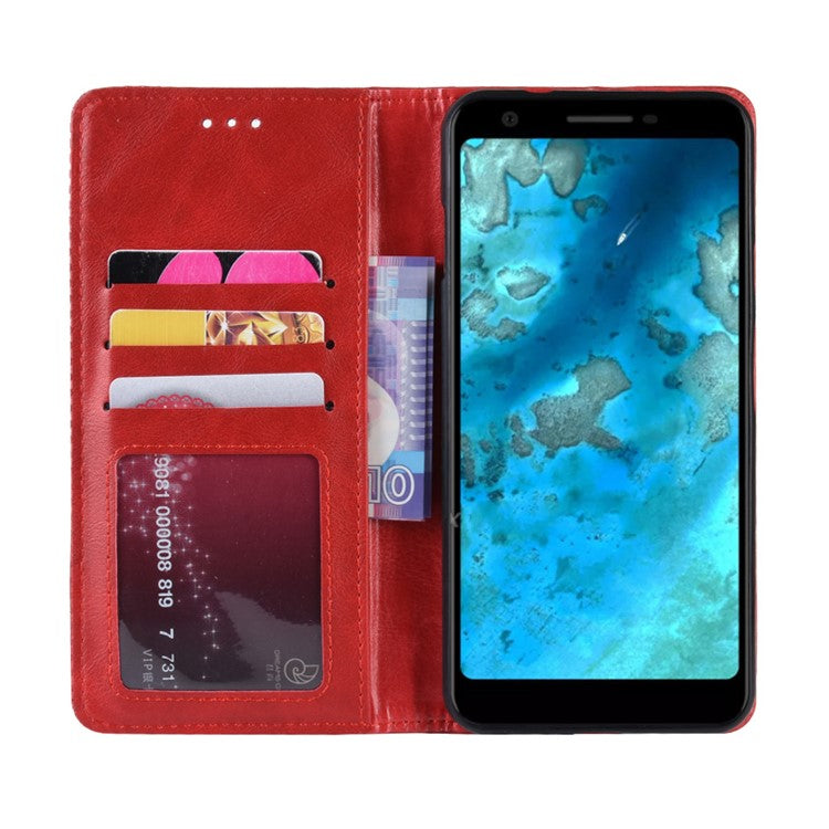 Vintage Style Auto-absorbed PU Leather Protection Cell Phone Case for Google Pixel 3a - Red