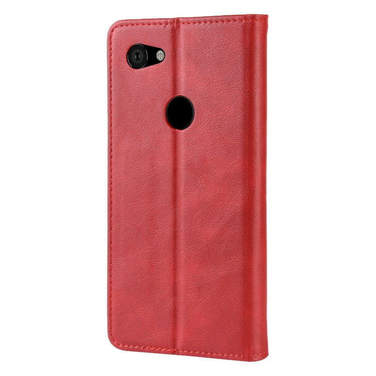 Vintage Style Auto-absorbed PU Leather Protection Cell Phone Case for Google Pixel 3a - Red