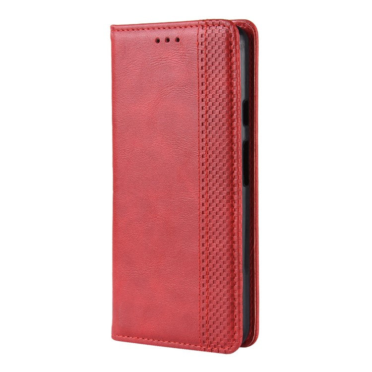 Vintage Style Auto-absorbed PU Leather Protection Cell Phone Case for Google Pixel 3a - Red