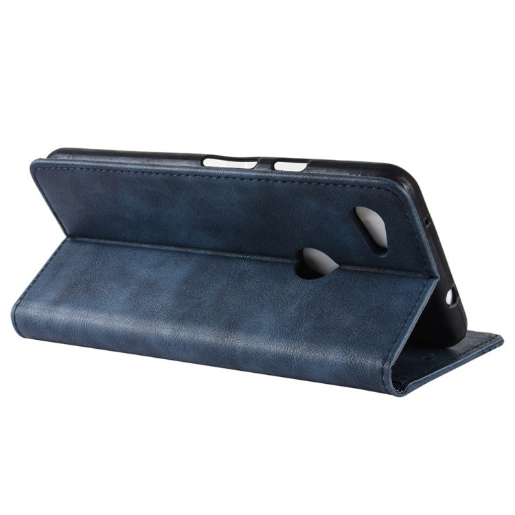 Vintage Style Auto-absorbed PU Leather Protection Cell Phone Case for Google Pixel 3a - Blue