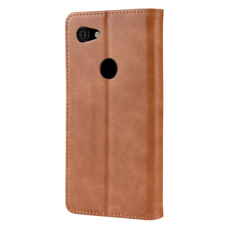 Vintage Style Auto-absorbed PU Leather Protection Cell Phone Case for Google Pixel 3a - Brown