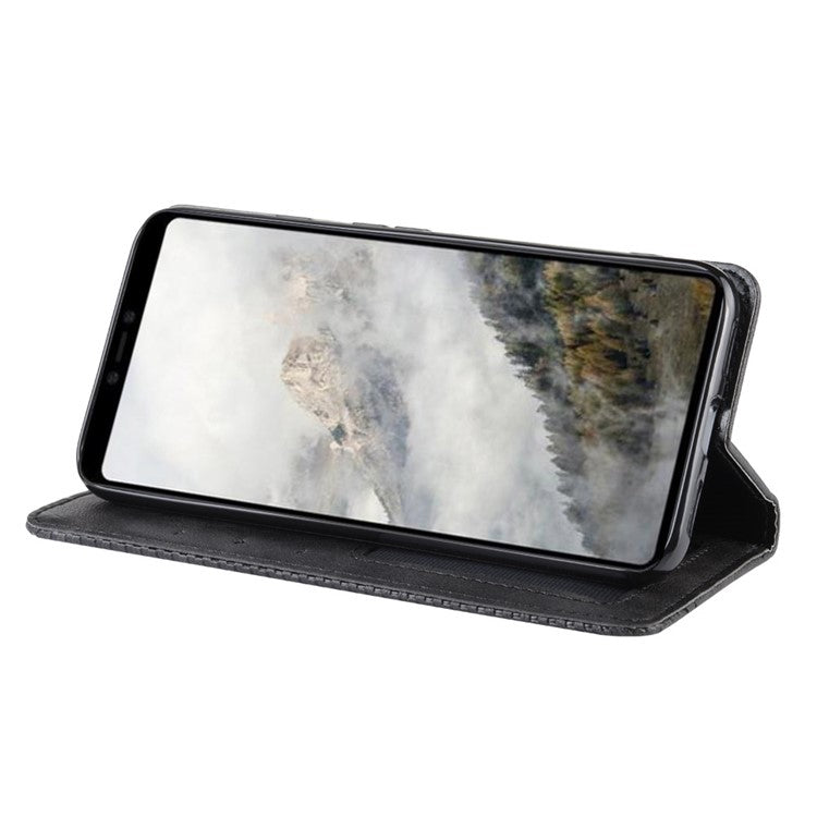 Auto-absorbed Vintage Style PU Leather Wallet Phone Shell Case for Google Pixel 4 - Black