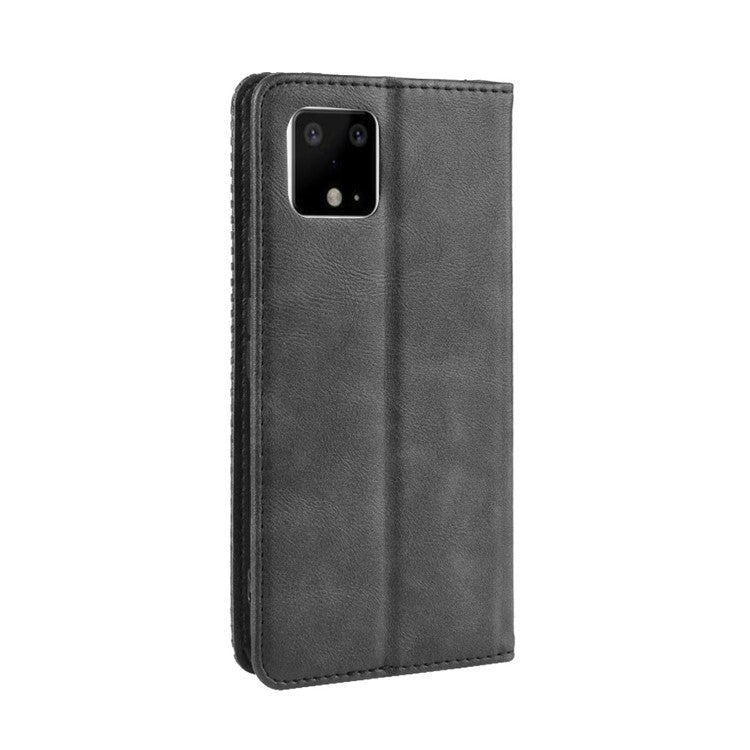 Auto-absorbed Vintage Style PU Leather Wallet Cover Case for Google Pixel 4 XL - Black