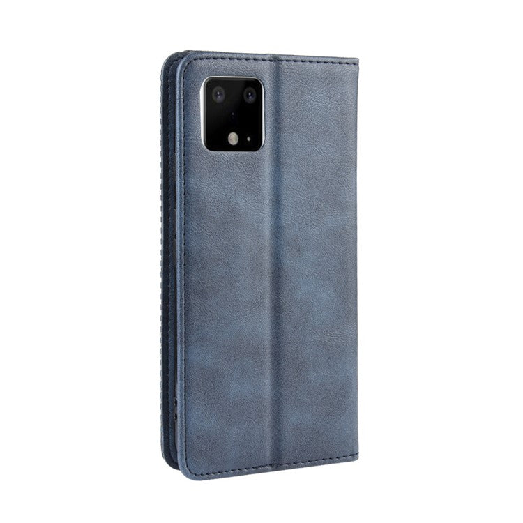 Auto-absorbed Vintage Style PU Leather Wallet Cover Case for Google Pixel 4 XL - Blue