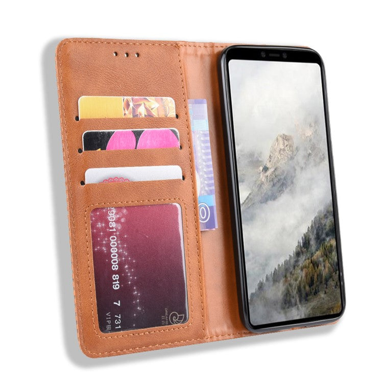 Auto-absorbed Vintage Style PU Leather Wallet Cover Case for Google Pixel 4 XL - Brown