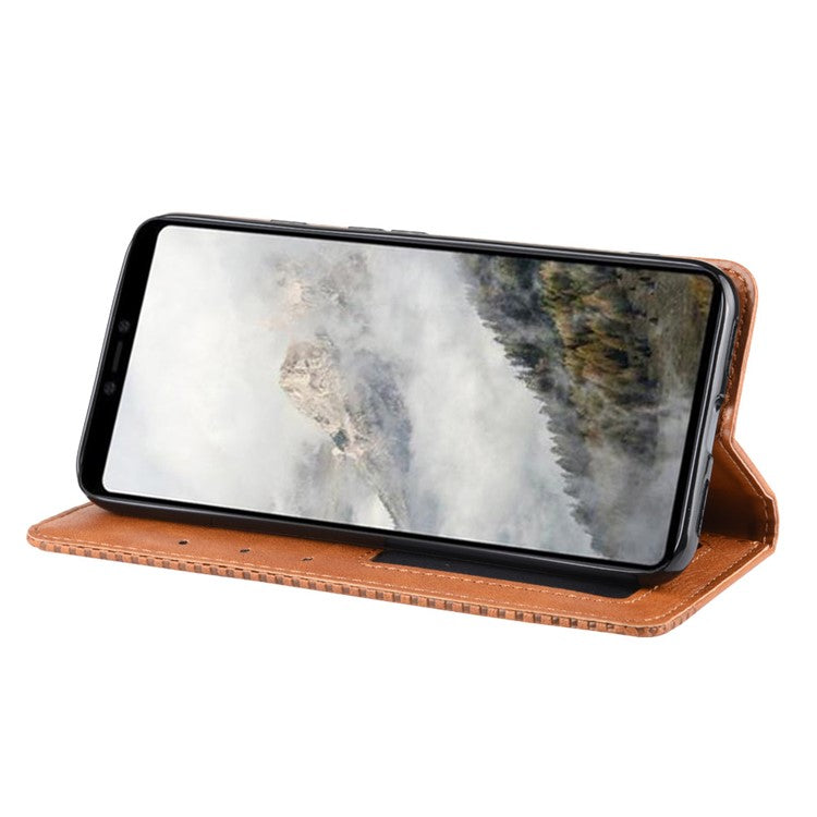 Auto-absorbed Vintage Style PU Leather Wallet Cover Case for Google Pixel 4 XL - Brown