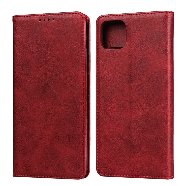 Auto-absorbed Leather Wallet Stand Protective Case for Google Pixel 4 - Red