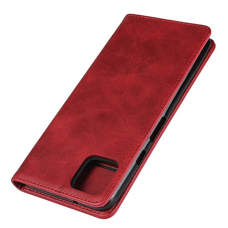 Auto-absorbed Leather Wallet Stand Protective Case for Google Pixel 4 - Red