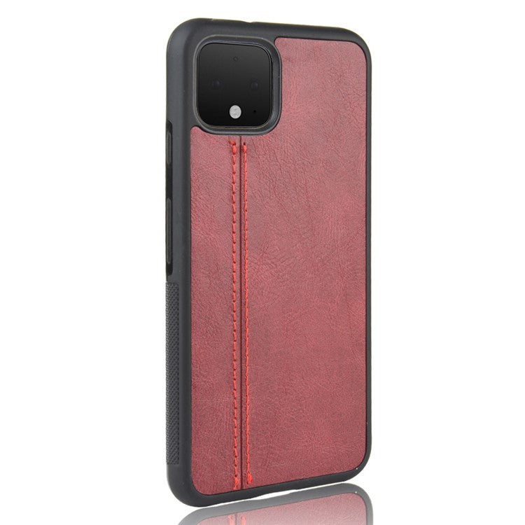 Leather Coated PC + TPU Hybrid Shell for Google Pixel 4 - Red