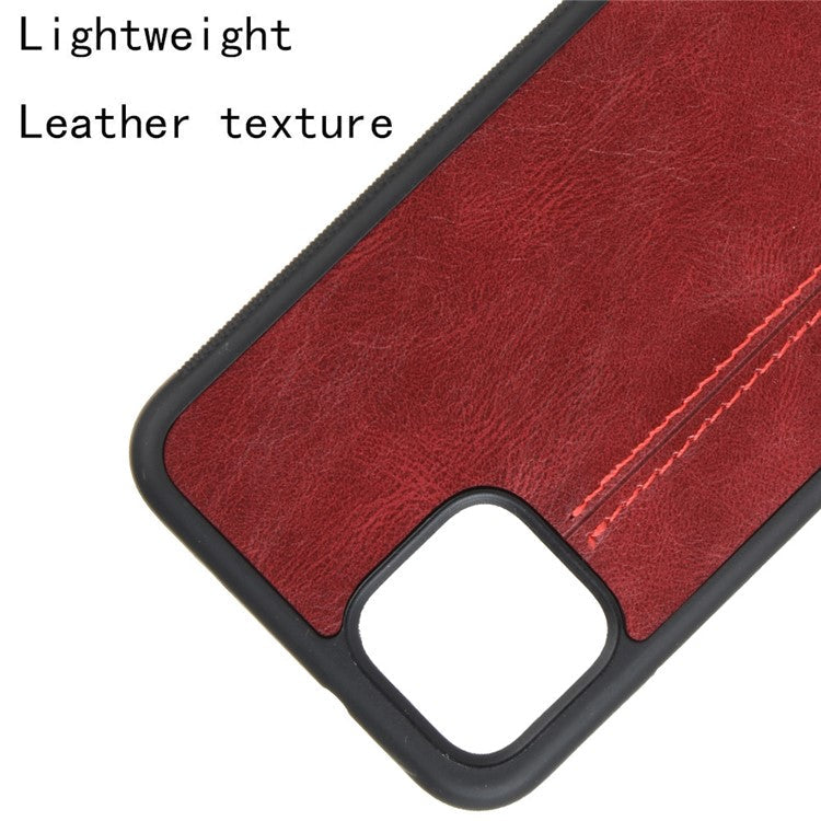 Leather Coated PC + TPU Hybrid Shell for Google Pixel 4 - Red
