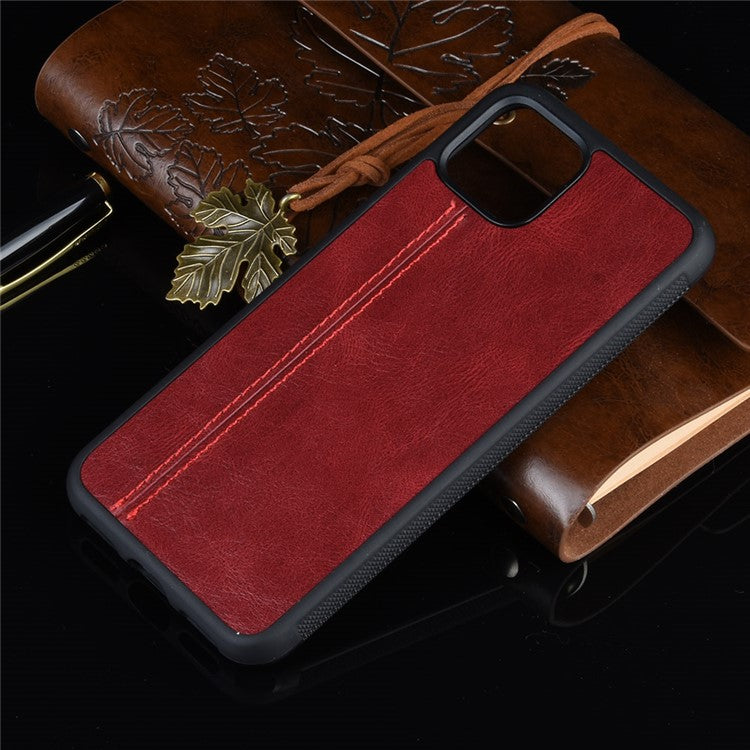 Leather Coated PC + TPU Hybrid Shell for Google Pixel 4 - Red