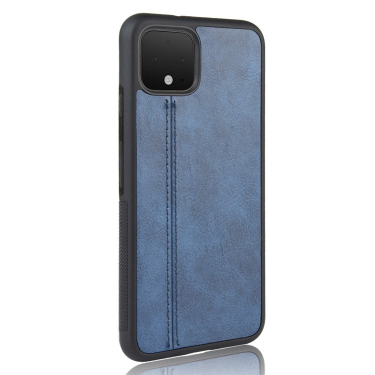 Leather Coated PC + TPU Hybrid Shell for Google Pixel 4 - Blue