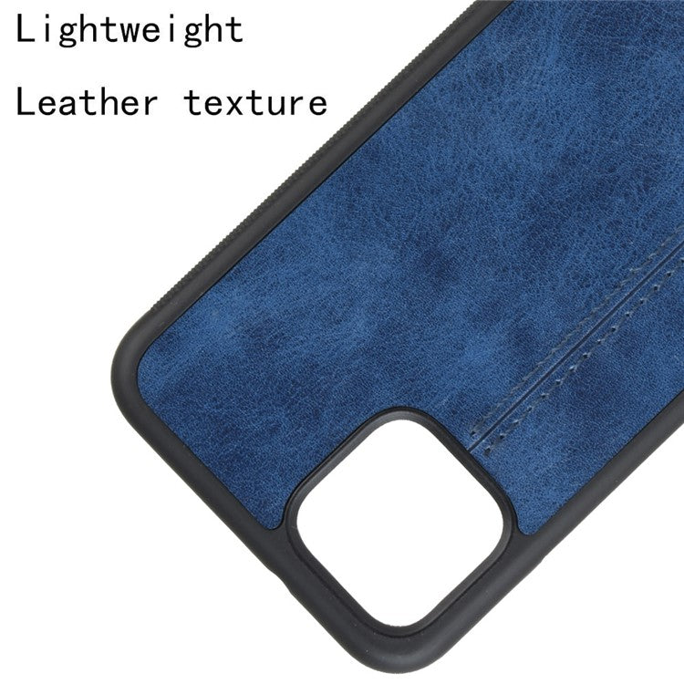 Leather Coated PC + TPU Hybrid Shell for Google Pixel 4 - Blue
