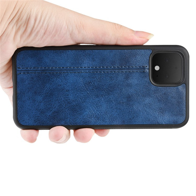 Leather Coated PC + TPU Hybrid Shell for Google Pixel 4 - Blue