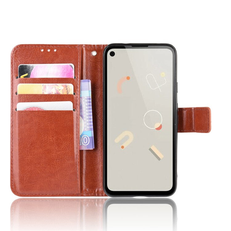Crazy Horse Skin PU Leather Wallet Mobile Phone Shell for Google Pixel 4a - Brown