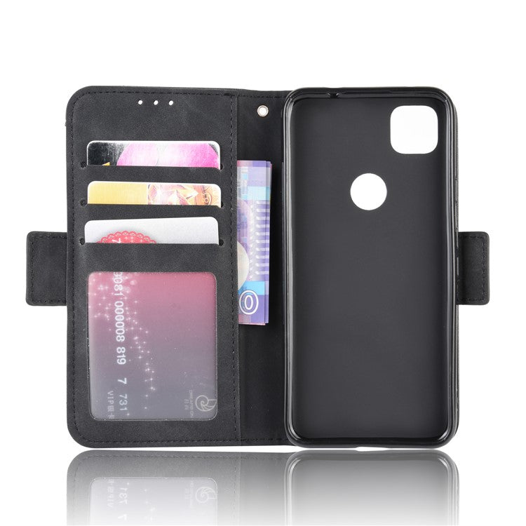 Multiple Card Slots Leather Wallet Stand Shell for Google Pixel 4A - Black