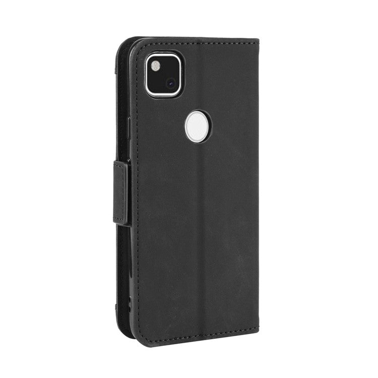 Multiple Card Slots Leather Wallet Stand Shell for Google Pixel 4A - Black