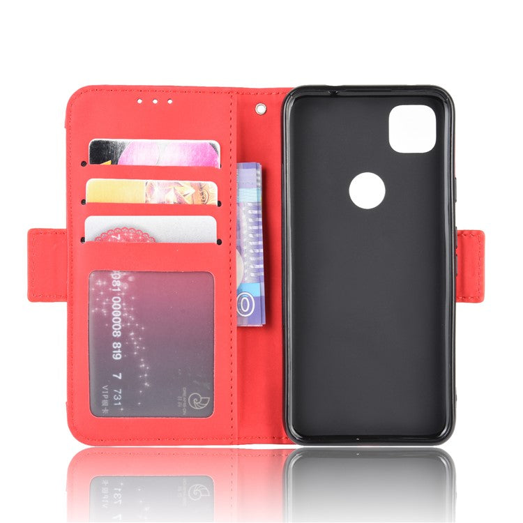 Multiple Card Slots Leather Wallet Stand Shell for Google Pixel 4A - Red