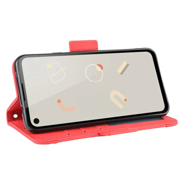Multiple Card Slots Leather Wallet Stand Shell for Google Pixel 4A - Red