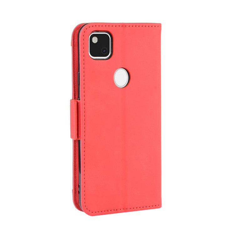 Multiple Card Slots Leather Wallet Stand Shell for Google Pixel 4A - Red