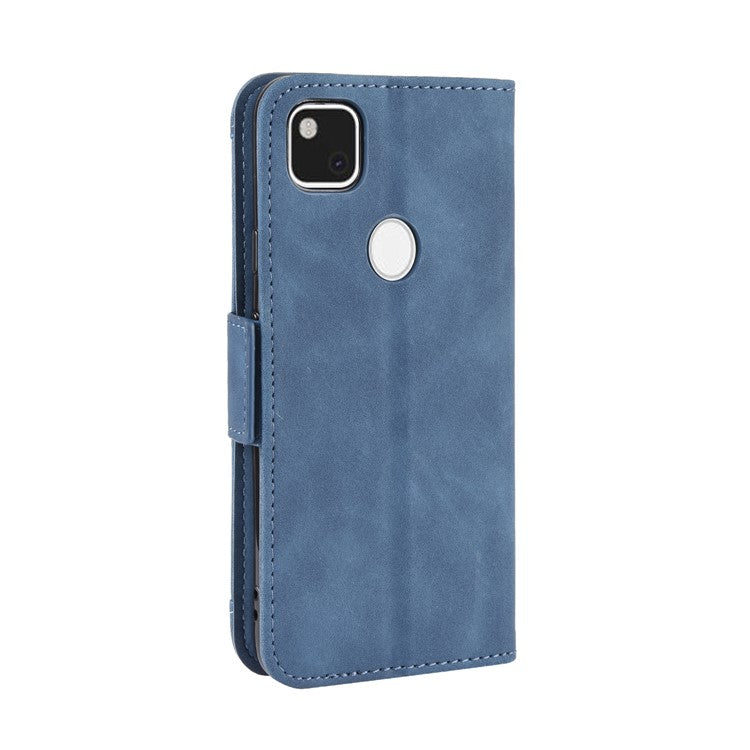Multiple Card Slots Leather Wallet Stand Shell for Google Pixel 4A - Blue