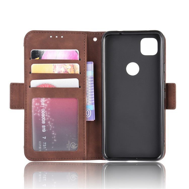 Multiple Card Slots Leather Wallet Stand Shell for Google Pixel 4A - Brown