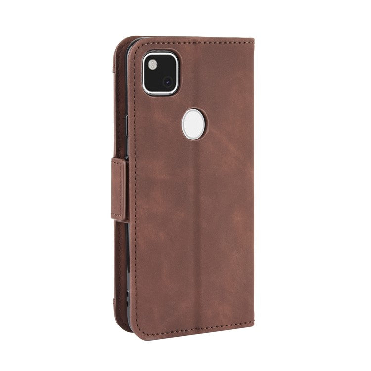 Multiple Card Slots Leather Wallet Stand Shell for Google Pixel 4A - Brown