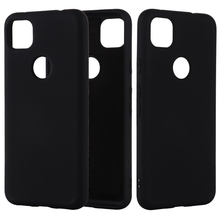 Soft Liquid Silicone Mobile Phone Case for Google Pixel 4a - Black