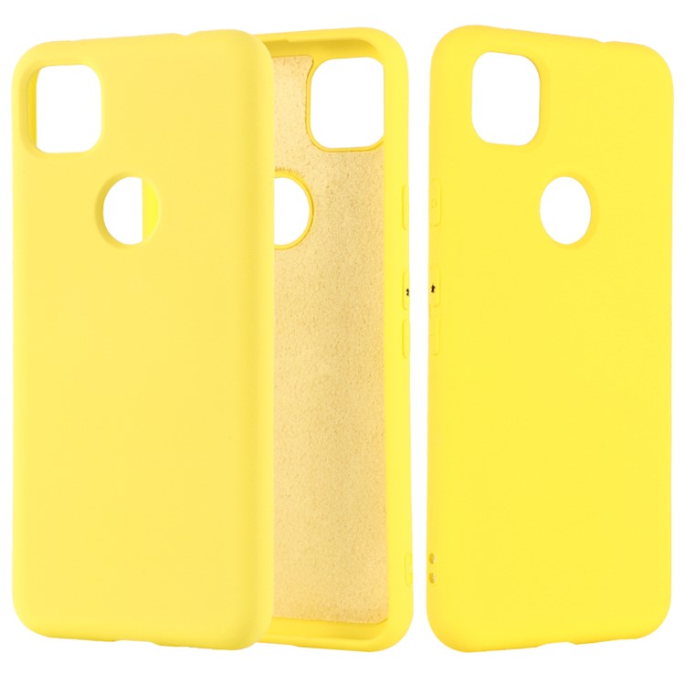 Soft Liquid Silicone Mobile Phone Case for Google Pixel 4a - Yellow