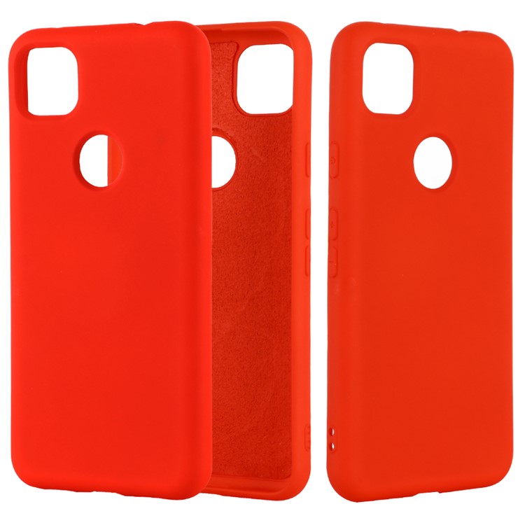 Soft Liquid Silicone Mobile Phone Case for Google Pixel 4a - Red