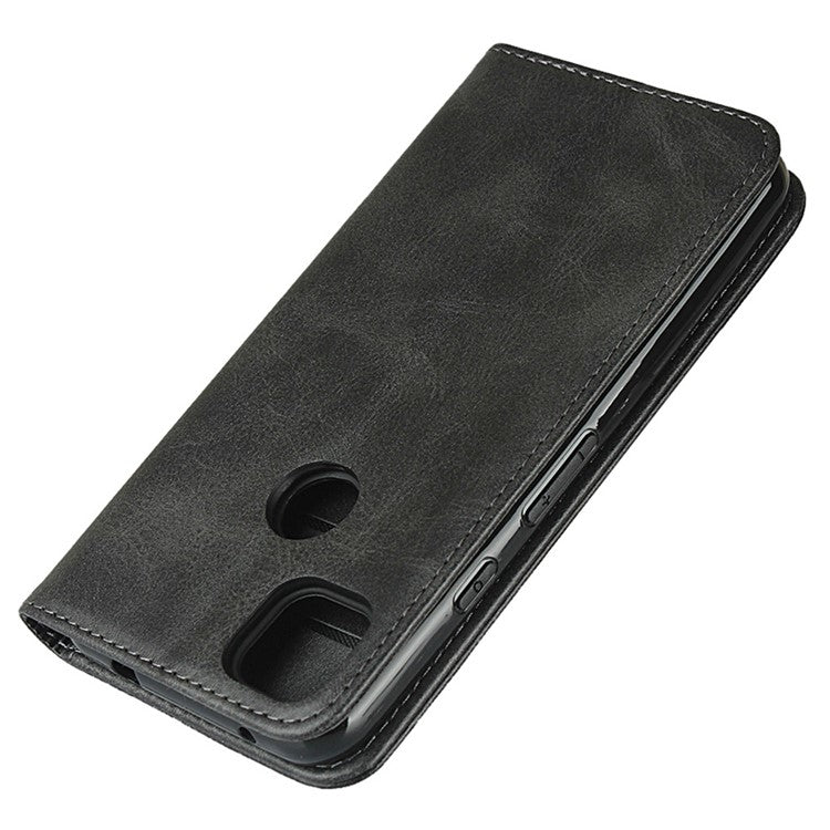 Auto-absorbed Magnetic Leather Stand Case for Google Pixel 4a Textured PU Leather Phone Accessory - Black