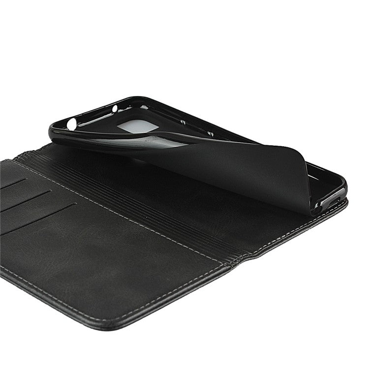 Auto-absorbed Magnetic Leather Stand Case for Google Pixel 4a Textured PU Leather Phone Accessory - Black