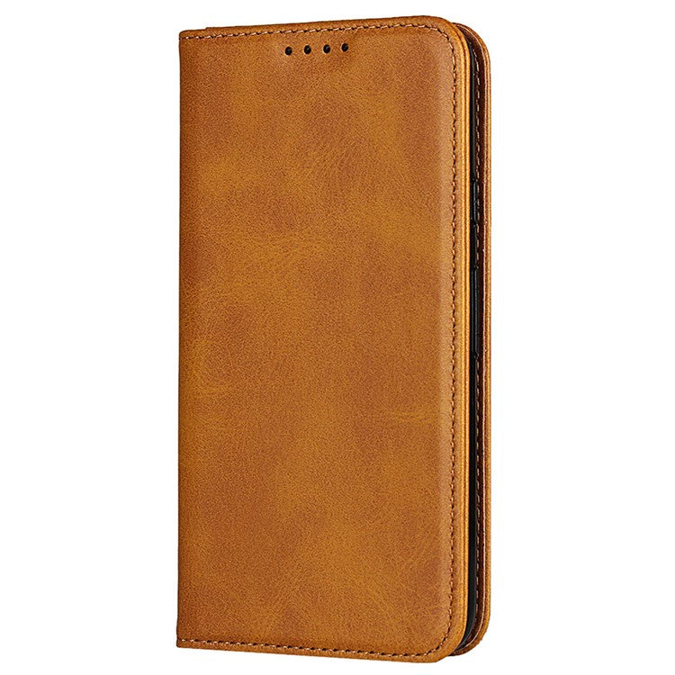 Auto-absorbed Magnetic Leather Stand Case for Google Pixel 4a Textured PU Leather Phone Accessory - Brown