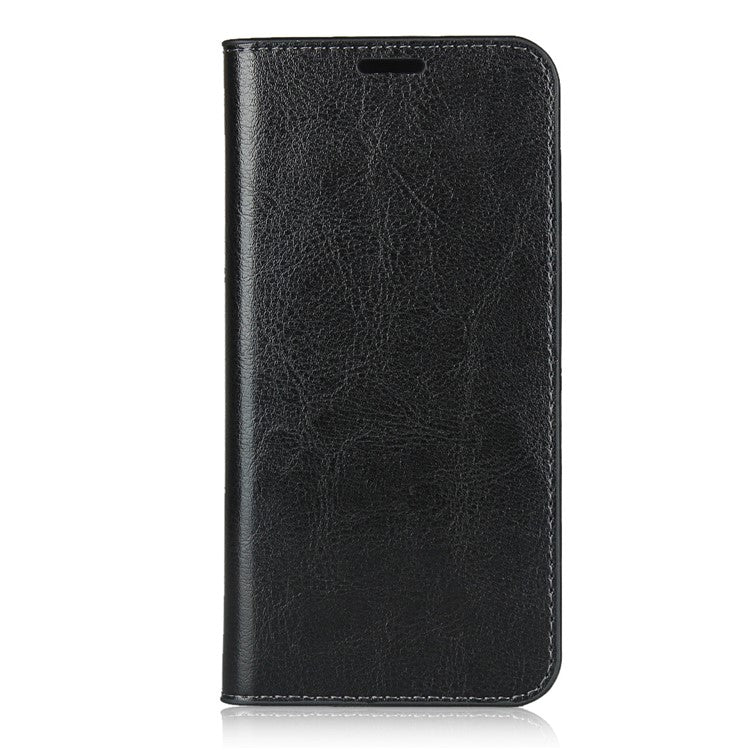 Crazy Horse Skin Genuine Leather Shell for Google Pixel 4a - Black