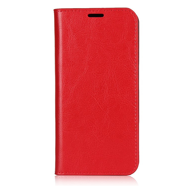 Crazy Horse Skin Genuine Leather Shell for Google Pixel 4a - Red