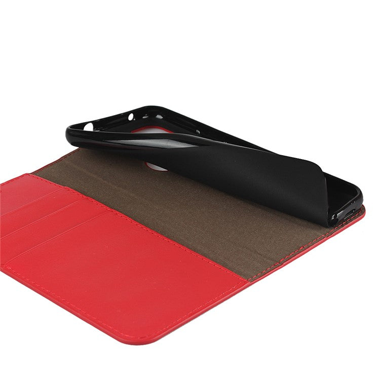 Crazy Horse Skin Genuine Leather Shell for Google Pixel 4a - Red