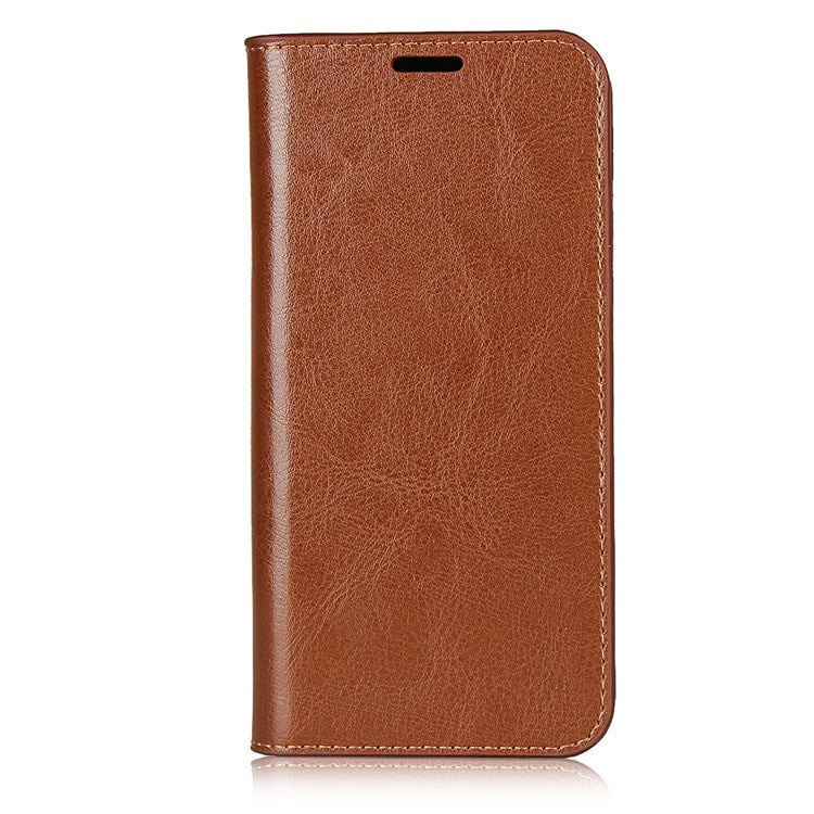Crazy Horse Skin Genuine Leather Shell for Google Pixel 4a - Brown